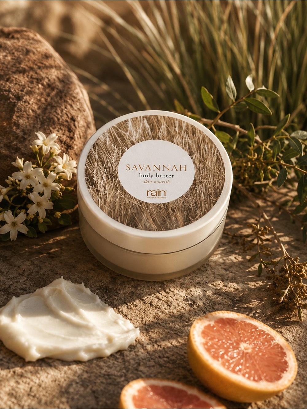 Rain Natural Skincare Savannah Body Butter Grapefruit Bergamot Shea Butter NWT